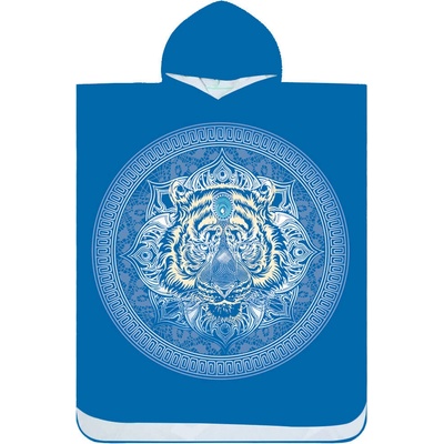 Textilomanie plážové pončo TIGER modré 80 x 145 cm
