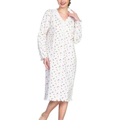 Дълга ватирана нощница с малки цветенца