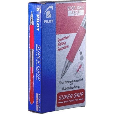 Pilot Super Grip 12 бр. /опаковка червена химикалка BPGP-10R-F-R-DOB (BPGP-10R-F-R-DOB)
