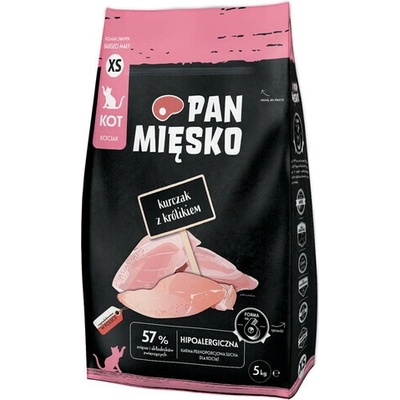 PAN MIĘSKO Kurča s králikom pre mačiatka 5 kg
