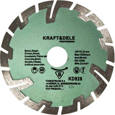 Kraft&Dele Diamantový kotúč 125 x 10 x 22,23 mm KD928