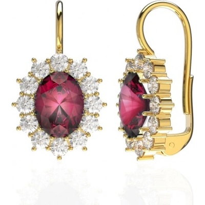 Couple velkolepé náušnice Diana s červenými zirkony žluté zlato 6850003-0-0-4