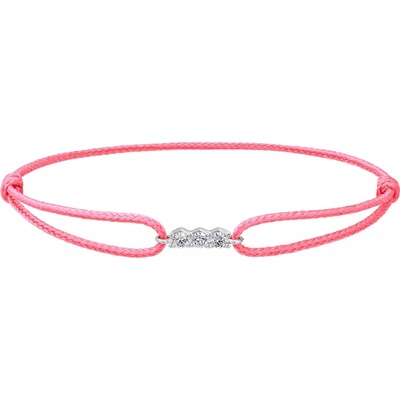 Tiami provázkový náramek Pure Line 3 z bílého zlata s diamanty růžový BPL3W2105