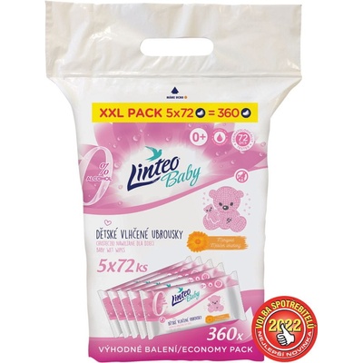 Linteo Baby Obrúsky vatové s nechtíkom lekárskym XXL Pack 5 x 72 ks