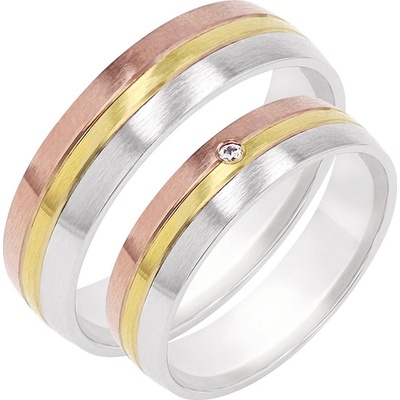 Eppi Minimalistické svadobné obrúčky s diamantom Wate RW41704
