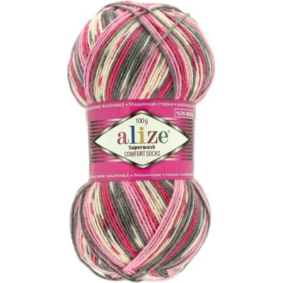 Alize Superwash Comfort Sock sivo ružová 7707
