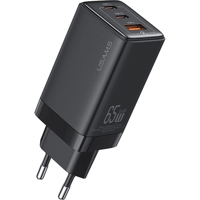 USAMS Sandru 65W GaN Бързо Зарядно с 3 Порта (2xUSB-C + USB-A), EU