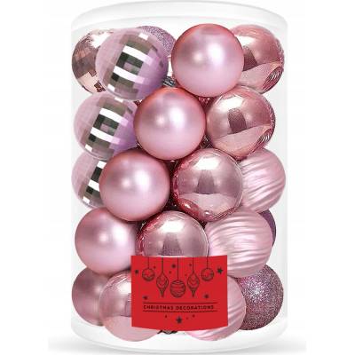 SPRINGOS Vianočné banky ružové mix 8cm súprava 30ks