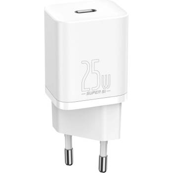 Baseus Зарядно устройство Baseus - CCSP020102, Super Si, USB-C, 25W, бяло (CCSP020102_VZ)