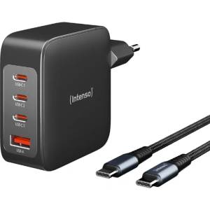 Intenso W140A3C GaN зарядно USB-A/3xUSB-C 140W + кабел C520C (7814010)