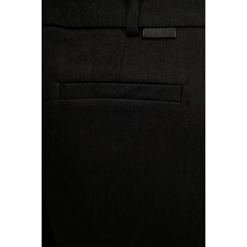 HUGO Ленен панталон hugo в черно с широка каройка, с висока талия 50537619 (50537619)
