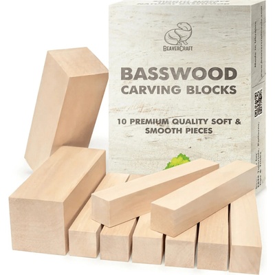 BeaverCraft polotovary Wood Carving Blocks Set 10pcs of Basswood lípa