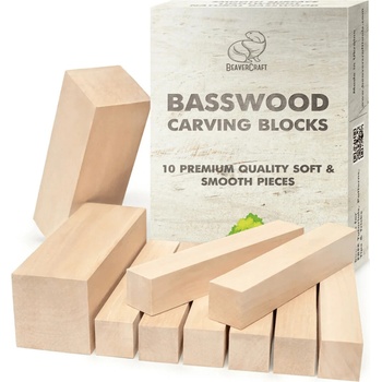 BeaverCraft polotovary Wood Carving Blocks Set 10pcs of Basswood lípa