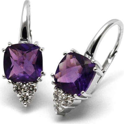 Klenoty Budín ručně vyrobené z bílého zlata s ametystem a diamanty J-28477-17