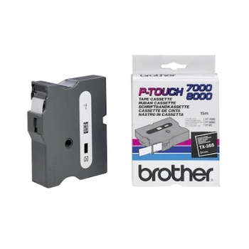 Brother Ламинирана лента Original Brother White on Black TX355 за D600|E500|E550|H500|P700|P710|P750|330|350|520|540|580|1400|1500|1600 (TX355)