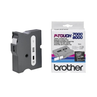 Brother Ламинирана лента Original Brother White on Black TX355 за D600|E500|E550|H500|P700|P710|P750|330|350|520|540|580|1400|1500|1600 (TX355)