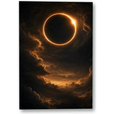 Plakát – Zářivý prstenec zatmění v oblacích 90 × 135 cm Bez rámu Ne Bez rámu