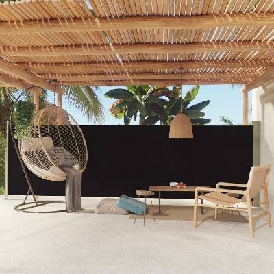 vidaXL Zatahovací boční markýza 160 x 500 cm černá