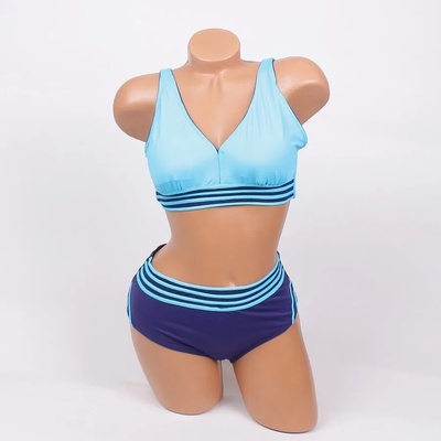 Дамски бански в два нюанса синьо - чашка d