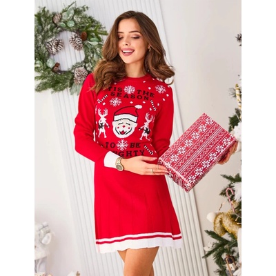 Resti Dress in Christmas Sweater Women's Gray červená