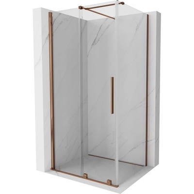 Mexen Velar плъзгаща се душ кабина 90 x 80 см, прозрачна, розово злато (871-090-080-01-60)