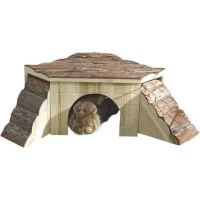 KERBL Дървена Натурална Къща с рампи, 37х37х16 см, Германия - 82771