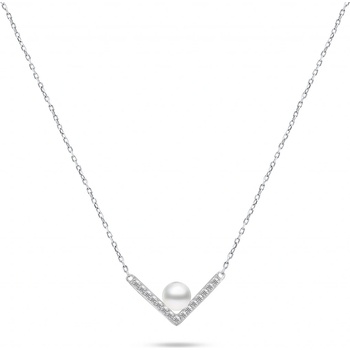 Brilio Silver Elegantný strieborný náhrdelník s pravou perlou NCL56W
