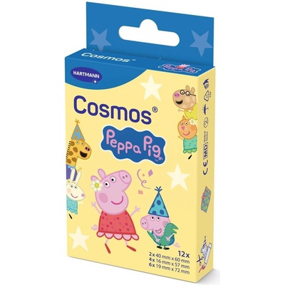 Cosmos Peppa Pig voděodolná dětská náplast na rány 3 velikosti 12 ks