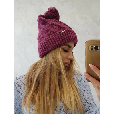 Dámská čepice s bambulí Wanda K281 fialová