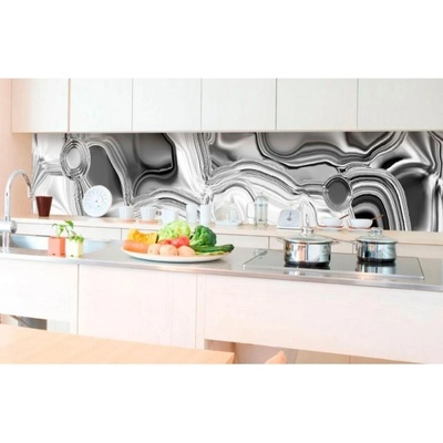 DIMEX ART Фототапет за кухня - течен хром сребро 350 x 60 см