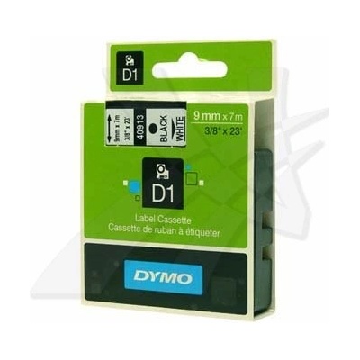 Dymo originál páska do tlačiarne štítkov, Dymo, 40913, S0720680, čierny tlač/biely podklad, 7m, 9mm, D1