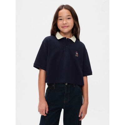 Gap × Disney detské crop polo tričko tmavomodrá