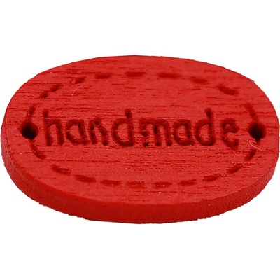 Pro Háčkování Hand made dřevěný oválný červený 18x12 mm.