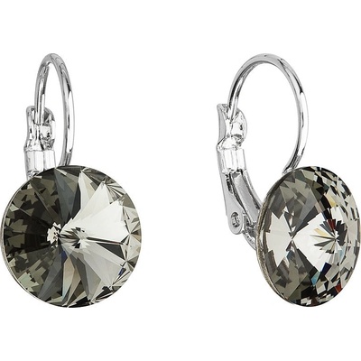 Evolution Group náušnice bižutéria so Swarovski kryštálmi šedé okrúhle 51002.3