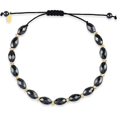 Lillian Vassago šňůrkový zlatý náramek s hematity LLV07-GB005