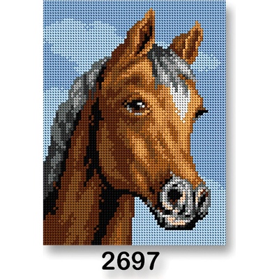VTC Vyšívací předloha 70246 2697 kůň 3 hnědo-modrá 18x24cm – Sleviste.cz