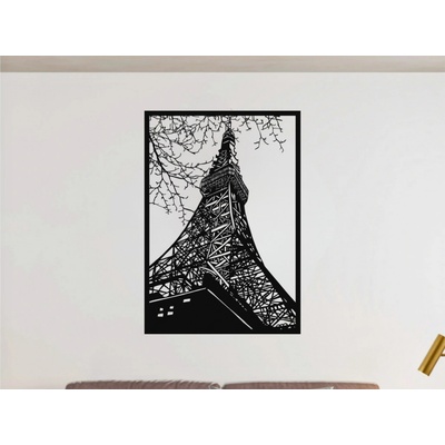 Karls DESIGN Drevený obraz na stenu - Eiffelova veža - 50cm