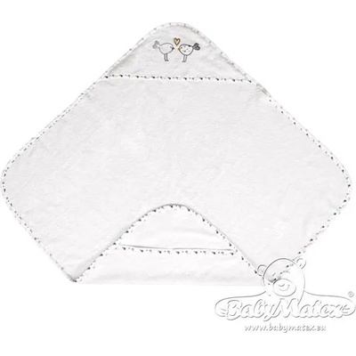 Baby Matex Хавлия с качулка Baby Matex Maxi Plus - Birds, бяла (5902675038591)