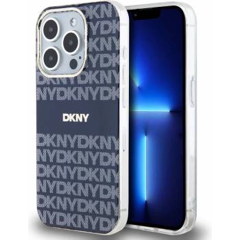 DKNY Repeat Pattern Tonal Stripe MagSafe Case - хибриден удароустойчив кейс с MagSafe за iPhone 15 Pro Max (син)
