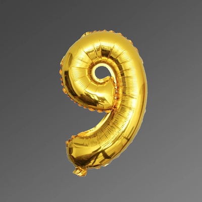 Nafukovací balón zlatý číslo 9