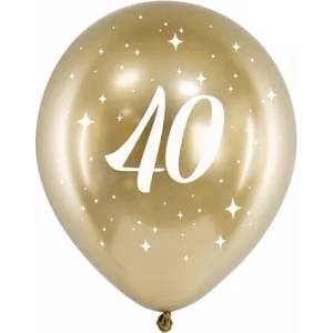 PartyDeco Латексови балони - златисти число 40 6 бр