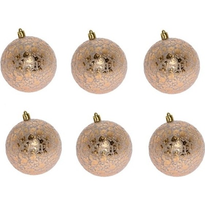 deco Plastové gule s ľadovým efektom 8cm zlaté
