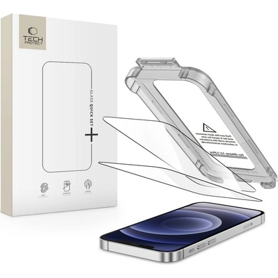 Tech-Protect 2 броя стъклени протектори за дисплей на iPhone 12 / 12 Pro от Tech-Protect Quick Set+ - Black (5906302318568)