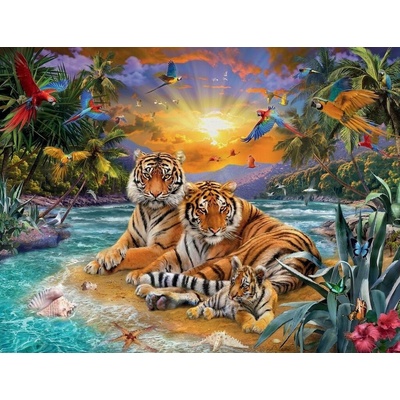 Norimpex Diamantové maľovanie Tigria rodinka 30 x 40 cm