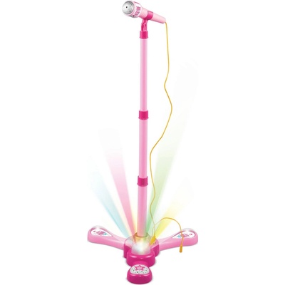 Teddies Mikrofón karaoke ružový plast na batérie so svetlom so zvukom v krabici 17x34x7cm