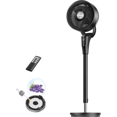 DREO Quiet Stand Fan for Bedroom [Improved], 27m Airflow, Quiet, 90° Oscillating, DC Motor, 8 Speeds, 3 Modes, 96-106cm Height Adjustable, 8H Timer, 105° Manual Tilt - DR-HPF013