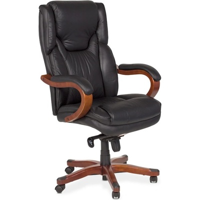Carmen Директорски стол Carmen 8020, естествена кожа, дървена база, регулируем люлеещ механизъм, черен