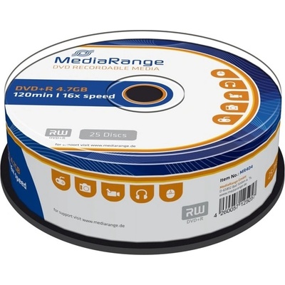 MediaRange Оптичен носител DVD+R, 4.7GB, Media Range, 16x, 25бр (MR404)