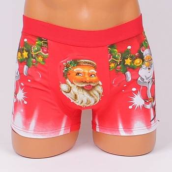 Мъжки памучен коледен боксер в червен цвят