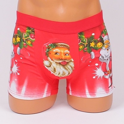 Мъжки памучен коледен боксер в червен цвят